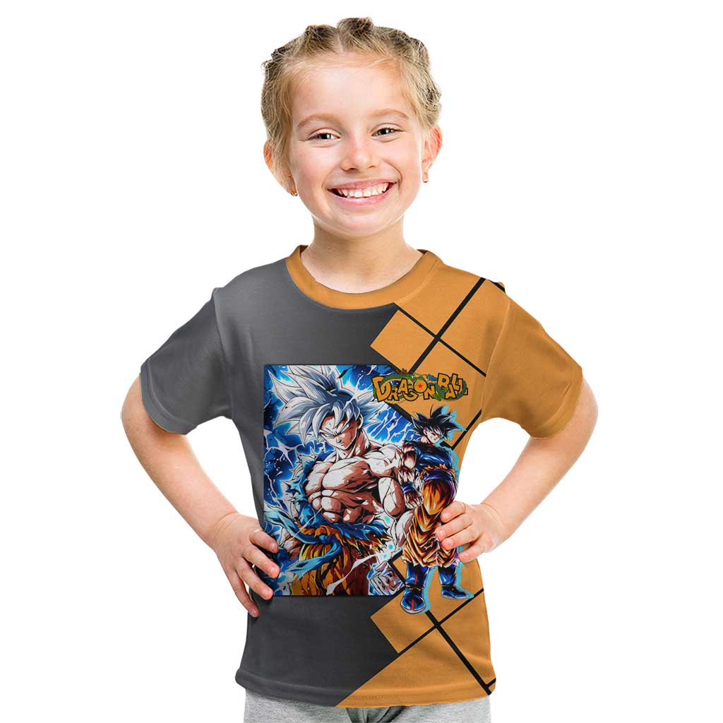Son Goku Dragon Ball Kid T Shirt with Super Saiyan Aura and Powerful Fighting Pose Design - The Mazicc