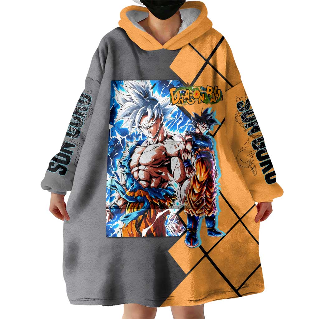 Son Goku Dragon Ball Wearable Blanket Hoodie with Super Saiyan Aura and Powerful Fighting Pose Design - The Mazicc