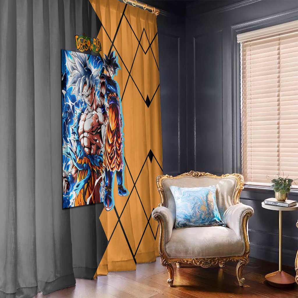 Son Goku Dragon Ball Window Curtain with Super Saiyan Aura and Powerful Fighting Pose Design - The Mazicc