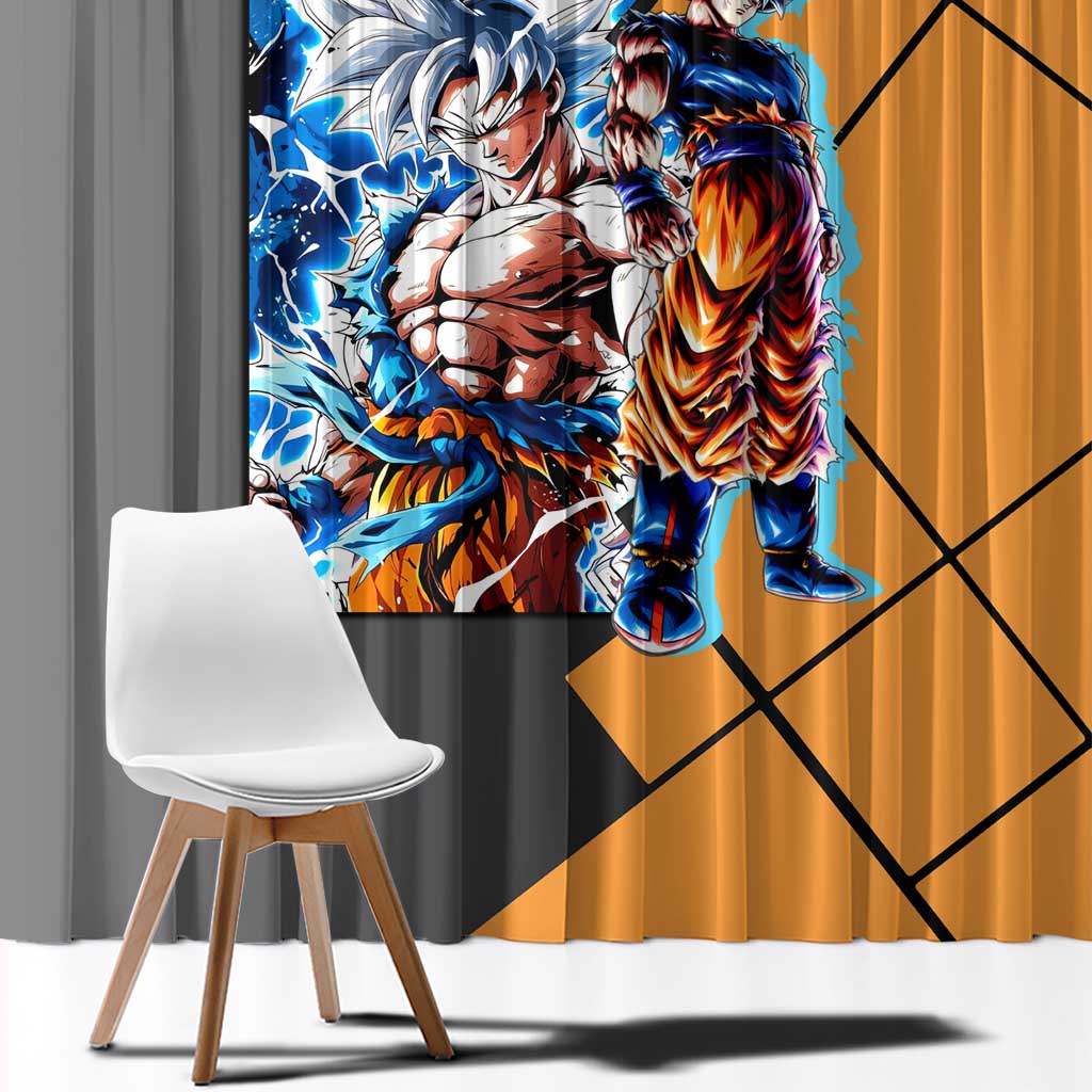 Son Goku Dragon Ball Window Curtain with Super Saiyan Aura and Powerful Fighting Pose Design - The Mazicc