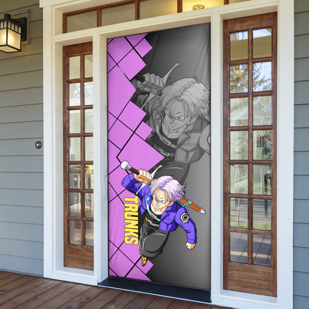 Trunks Dragon Ball Door Cover with Sword and Super Saiyan Battle Pose Design - The Mazicc