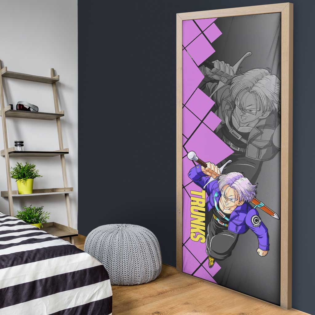 Trunks Dragon Ball Door Cover with Sword and Super Saiyan Battle Pose Design - The Mazicc