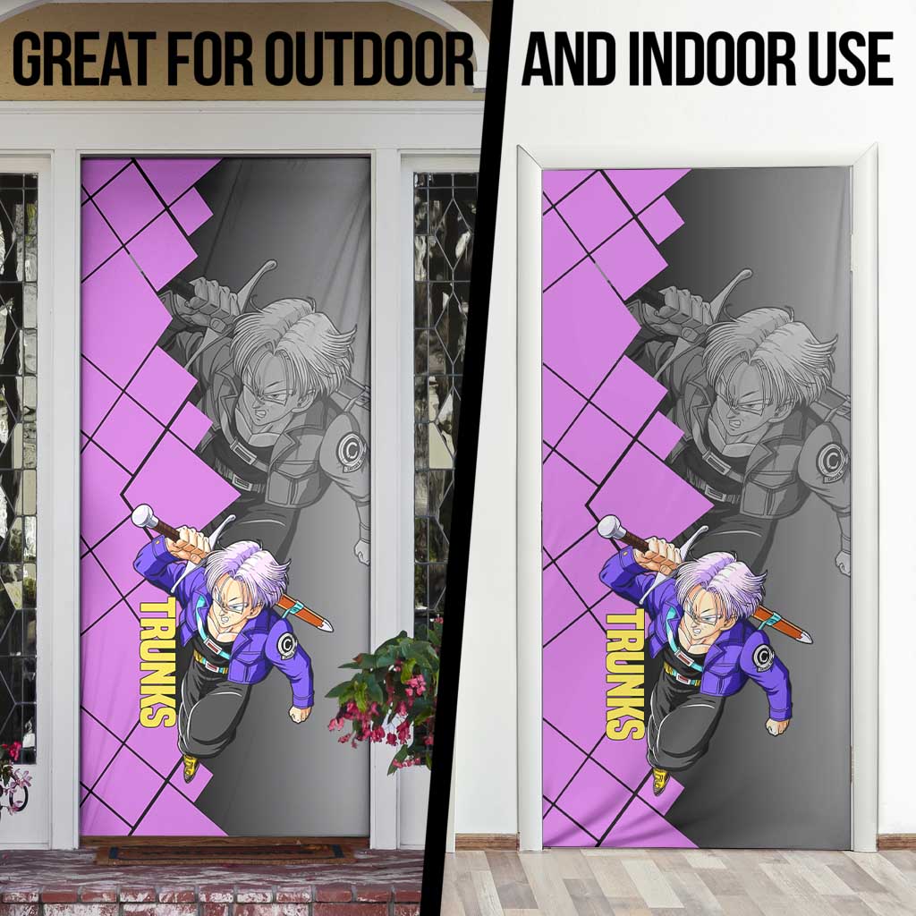 Trunks Dragon Ball Door Cover with Sword and Super Saiyan Battle Pose Design - The Mazicc