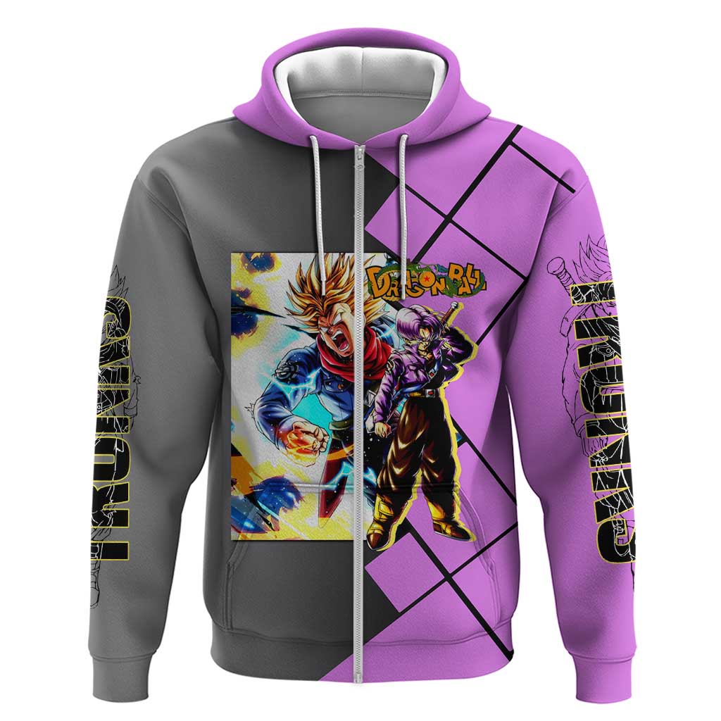 Trunks Dragon Ball Hoodie with Sword and Super Saiyan Battle Pose Design - The Mazicc