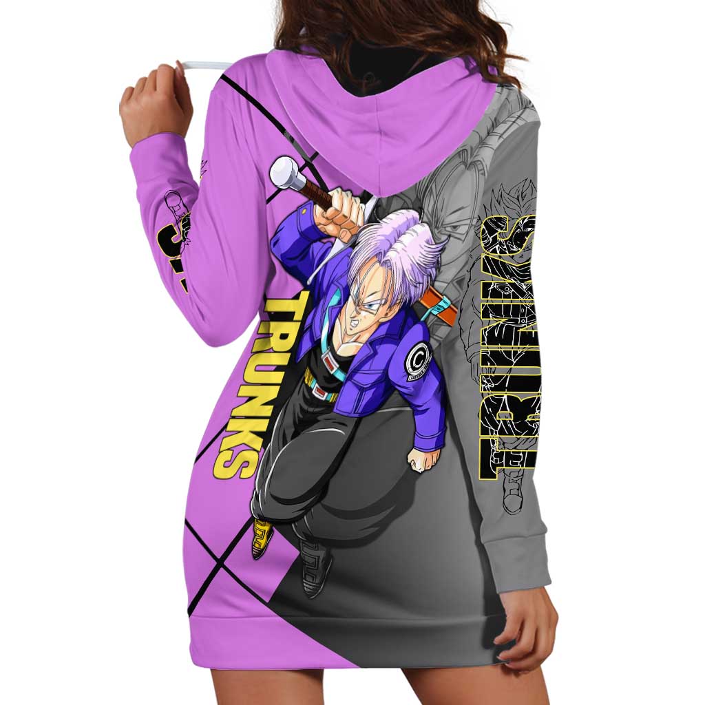 Trunks Dragon Ball Hoodie Dress with Sword and Super Saiyan Battle Pose Design - The Mazicc