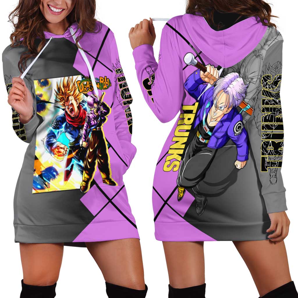 Trunks Dragon Ball Hoodie Dress with Sword and Super Saiyan Battle Pose Design - The Mazicc