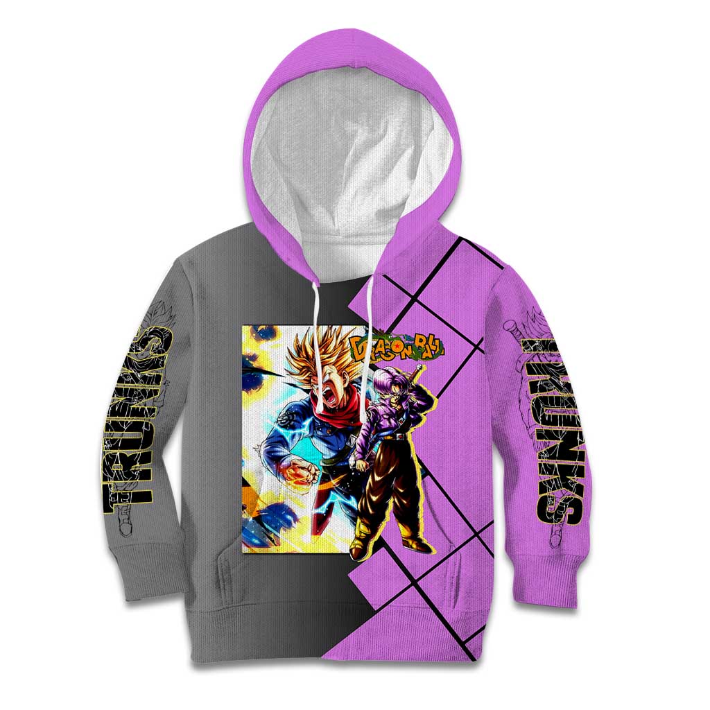 Trunks Dragon Ball Kid Hoodie with Sword and Super Saiyan Battle Pose Design - The Mazicc