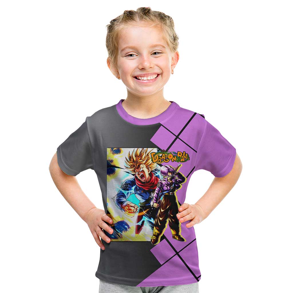 Trunks Dragon Ball Kid T Shirt with Sword and Super Saiyan Battle Pose Design - The Mazicc