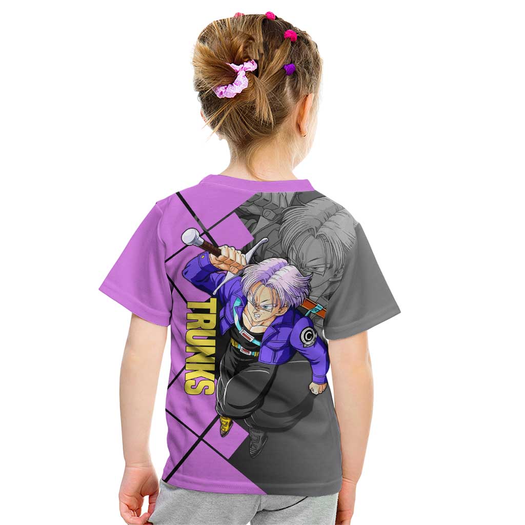 Trunks Dragon Ball Kid T Shirt with Sword and Super Saiyan Battle Pose Design - The Mazicc