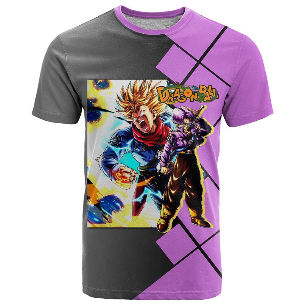 Trunks Dragon Ball T Shirt with Sword and Super Saiyan Battle Pose Design - The Mazicc