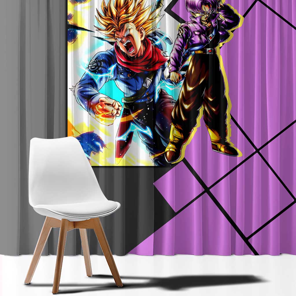 Trunks Dragon Ball Window Curtain with Sword and Super Saiyan Battle Pose Design - The Mazicc