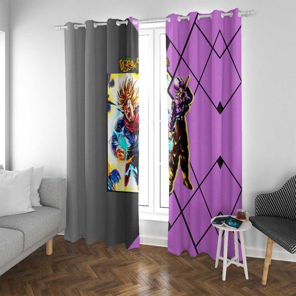Trunks Dragon Ball Window Curtain with Sword and Super Saiyan Battle Pose Design - The Mazicc
