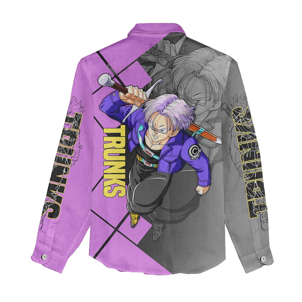 Trunks Dragon Ball Women Casual Shirt with Sword and Super Saiyan Battle Pose Design - The Mazicc