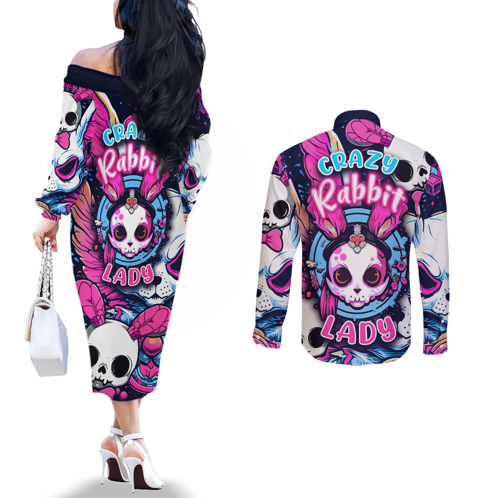 crazy-rabbit-lady-couples-matching-off-the-shoulder-long-sleeve-dress-and-long-sleeve-button-shirts