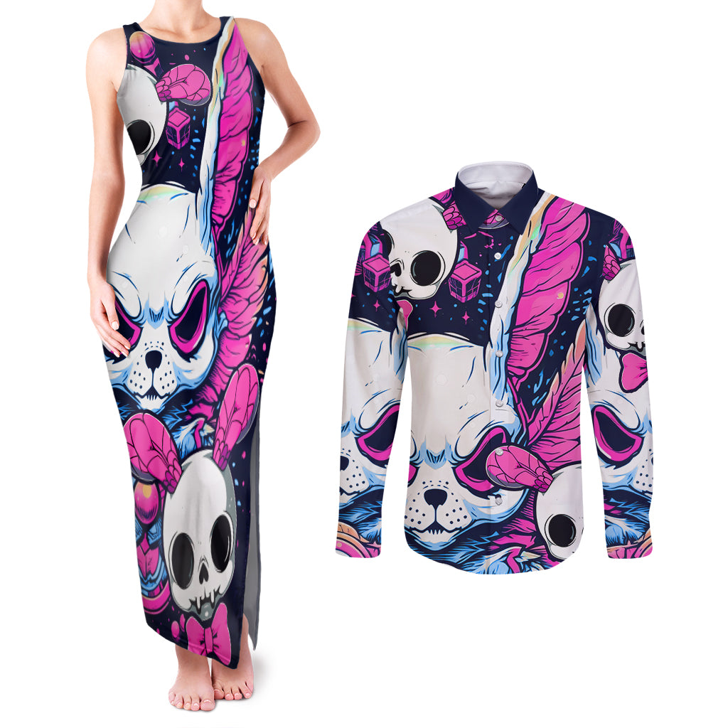 crazy-rabbit-lady-couples-matching-tank-maxi-dress-and-long-sleeve-button-shirts