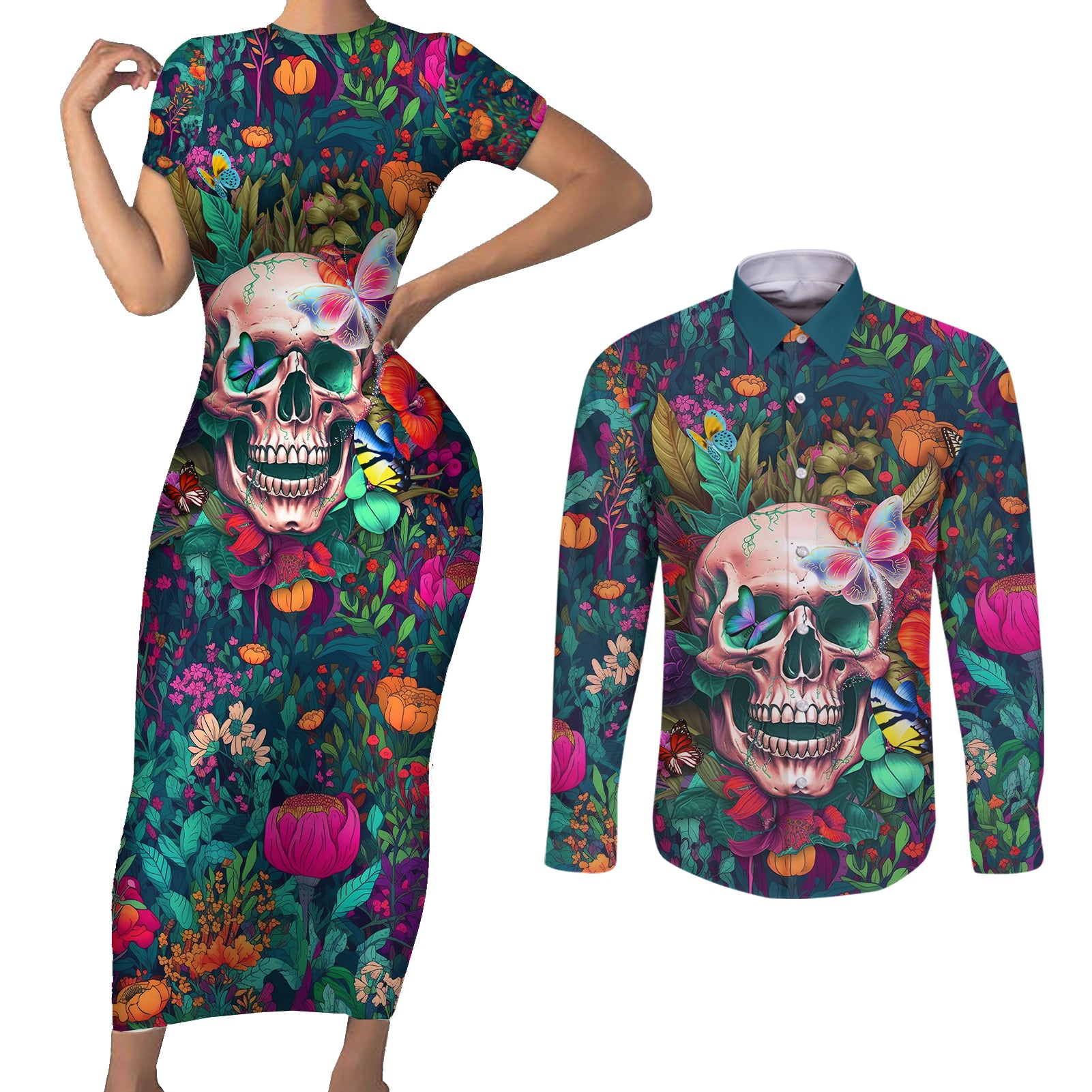 i-talk-is-smile-i-laugh-too-but-be-careful-when-im-silent-couples-matching-short-sleeve-bodycon-dress-and-long-sleeve-button-shirts