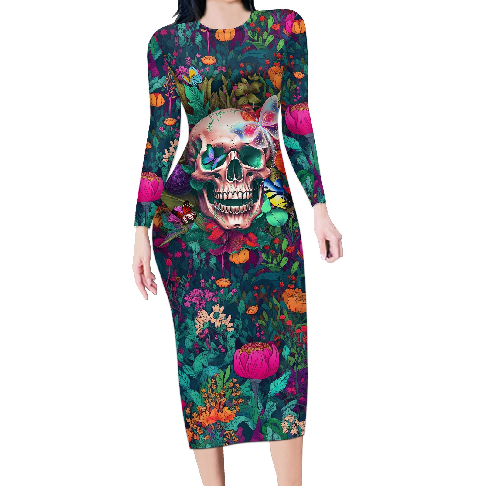 i-talk-is-smile-i-laugh-too-but-be-careful-when-im-silent-long-sleeve-bodycon-dress
