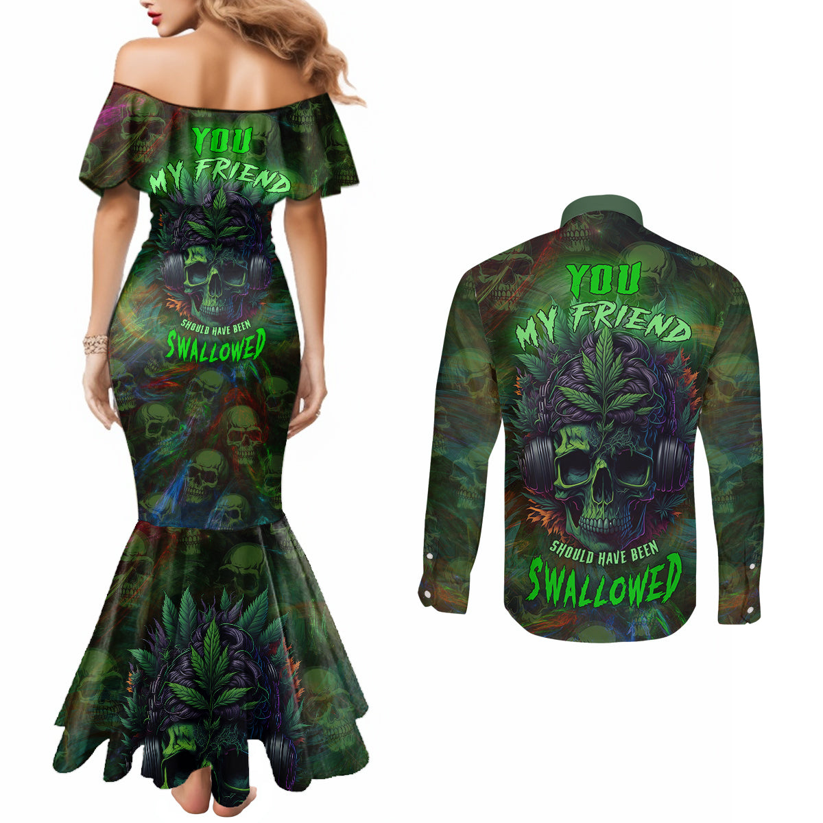 you-my-friend-should-have-been-swallowed-couples-matching-mermaid-dress-and-long-sleeve-button-shirts