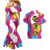 Art Fantasma Hell’s Paradise Couples Matching Mermaid Dress and Hawaiian Shirt Anime Uniform Mix Color Painting Splash