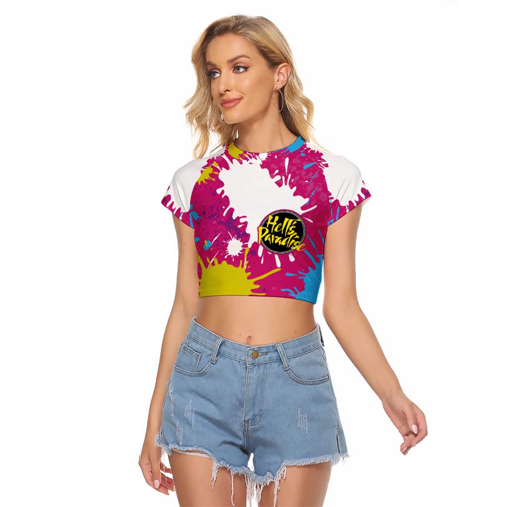 Art Fantasma Hell’s Paradise Raglan Cropped T Shirt Anime Uniform Mix Color Painting Splash