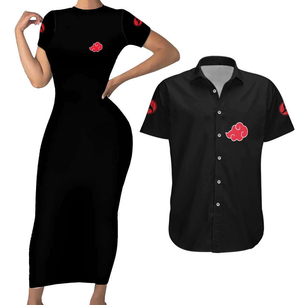 Uchiha Itachi V2 Naruto Couples Matching Short Sleeve Bodycon Dress and Hawaiian Shirt Anime Style - The Mazicc