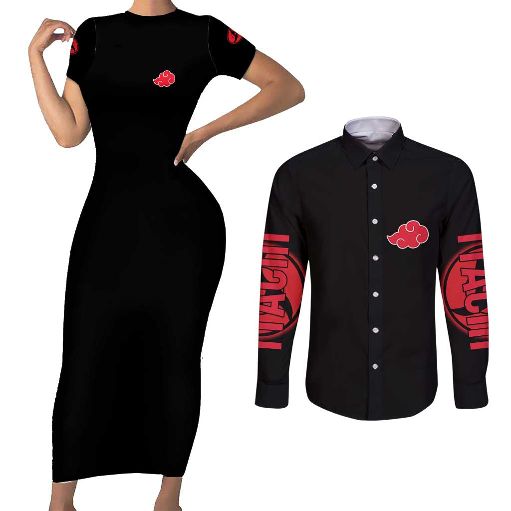 Uchiha Itachi V2 Naruto Couples Matching Short Sleeve Bodycon Dress and Long Sleeve Button Shirt Anime Style - The Mazicc