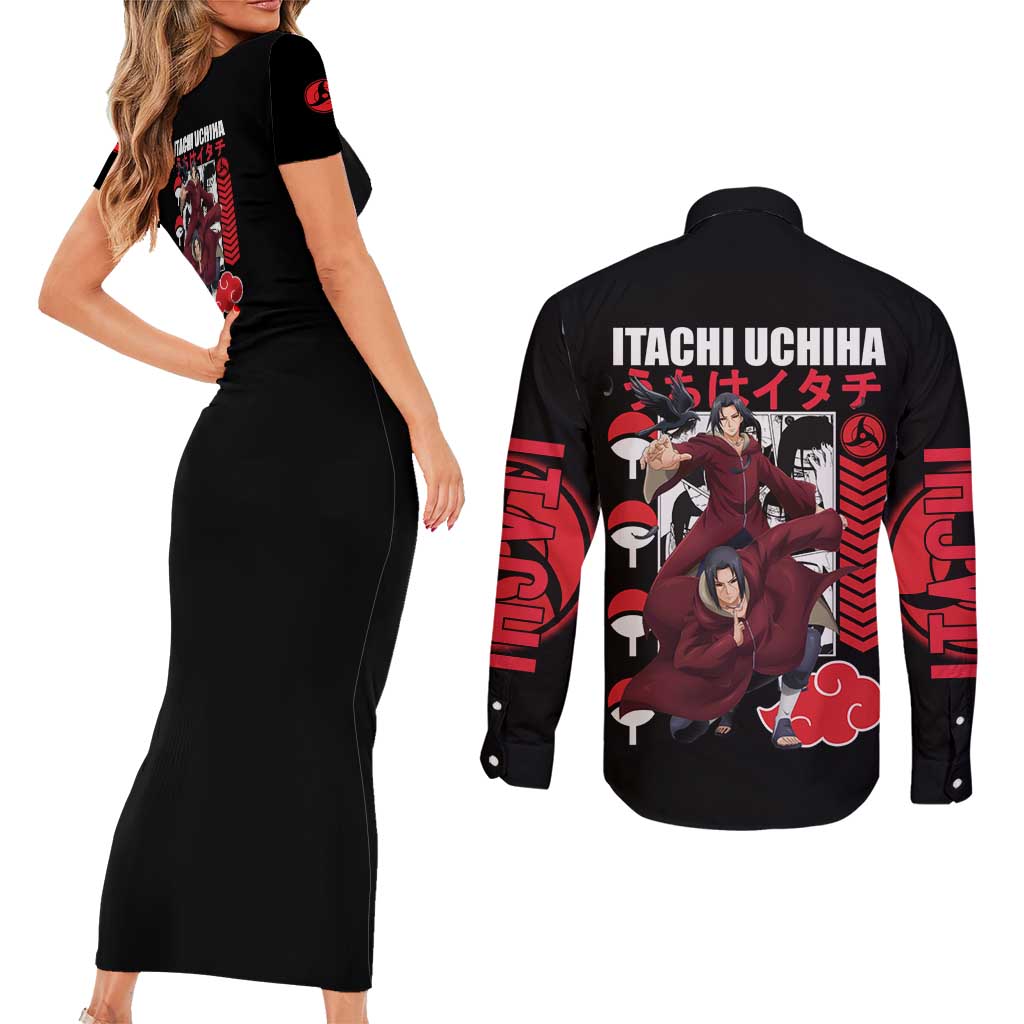 Uchiha Itachi V2 Naruto Couples Matching Short Sleeve Bodycon Dress and Long Sleeve Button Shirt Anime Style - The Mazicc