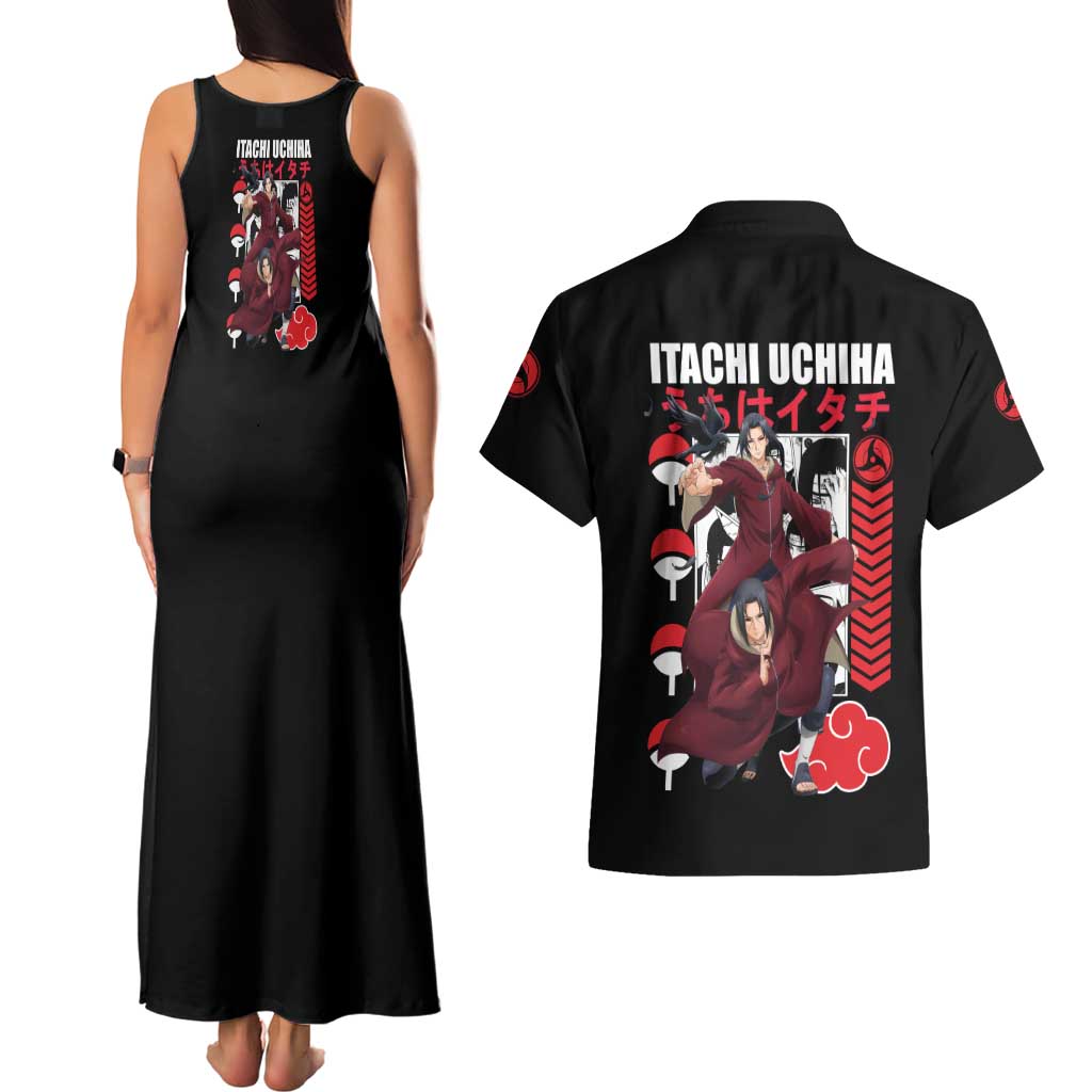 Uchiha Itachi V2 Naruto Couples Matching Tank Maxi Dress and Hawaiian Shirt Anime Style - The Mazicc