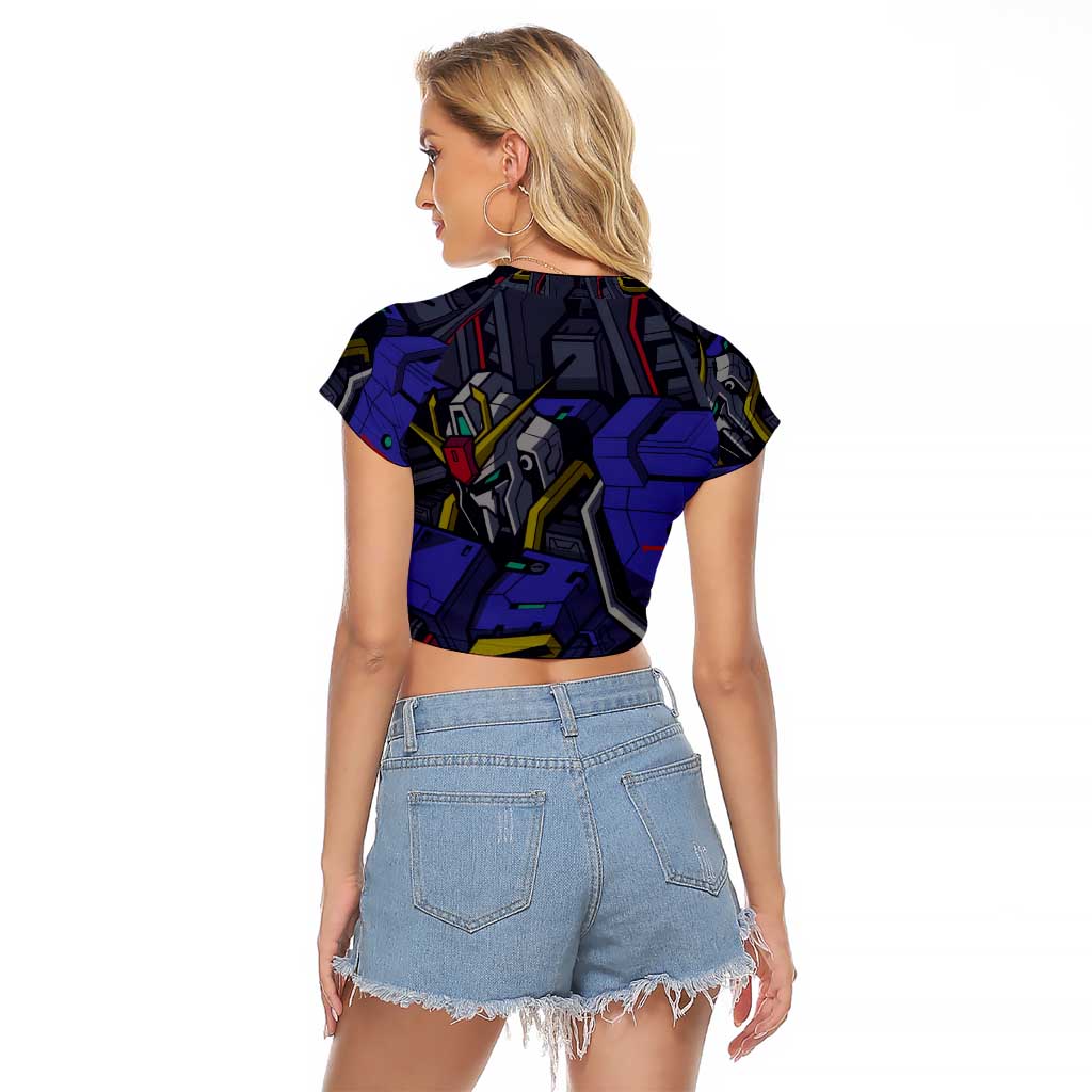 Abstract Gundam Raglan Cropped T Shirt Anime Mix Abstract Background Style