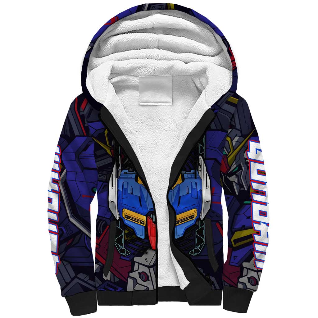 Abstract Gundam Sherpa Hoodie Anime Mix Abstract Background Style