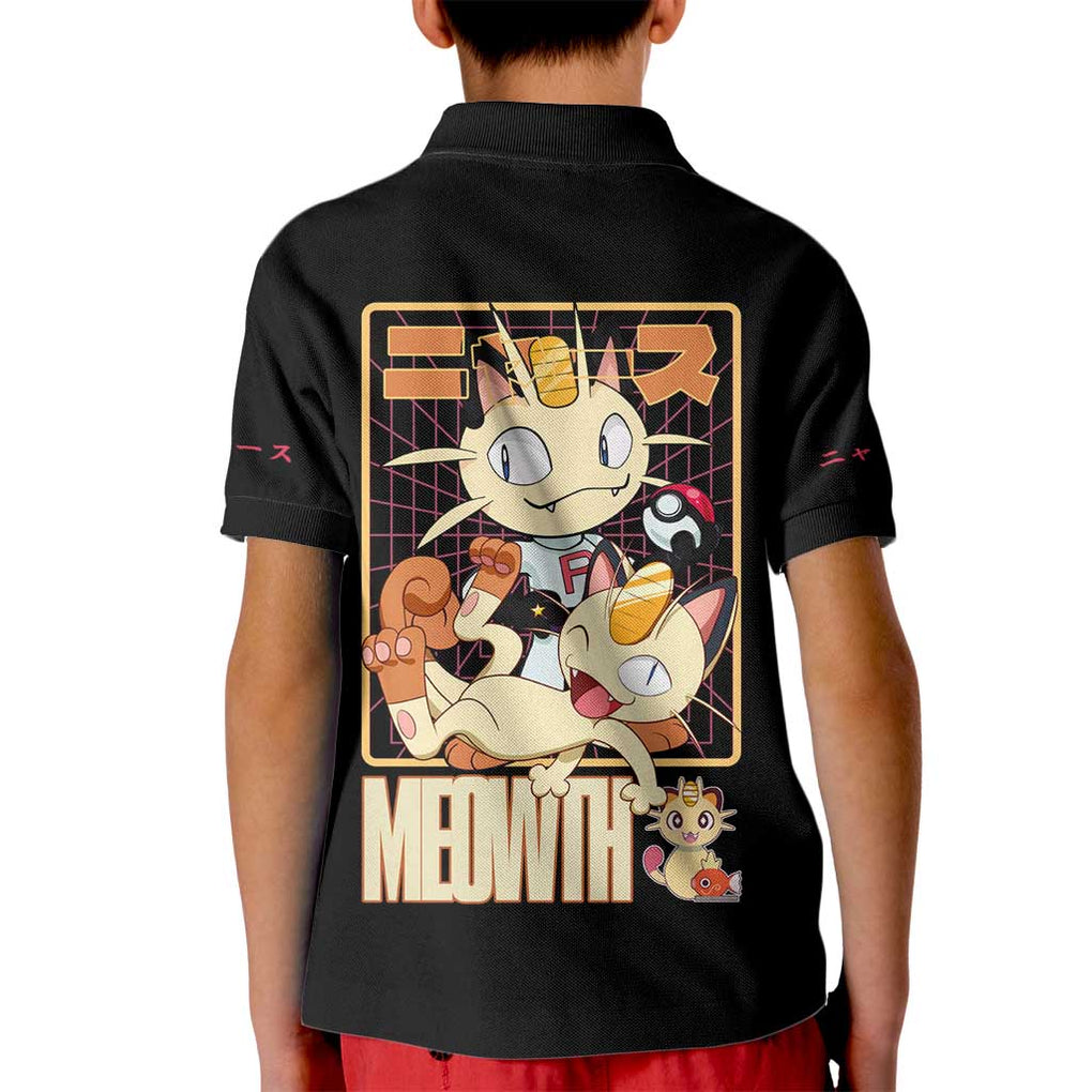 Meowth Poke Kid Polo Shirt Anime Style