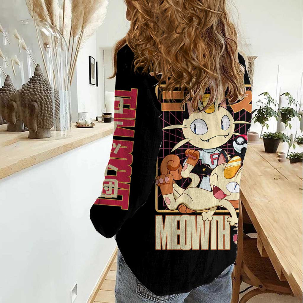Meowth Poke Women Casual Shirt Anime Style