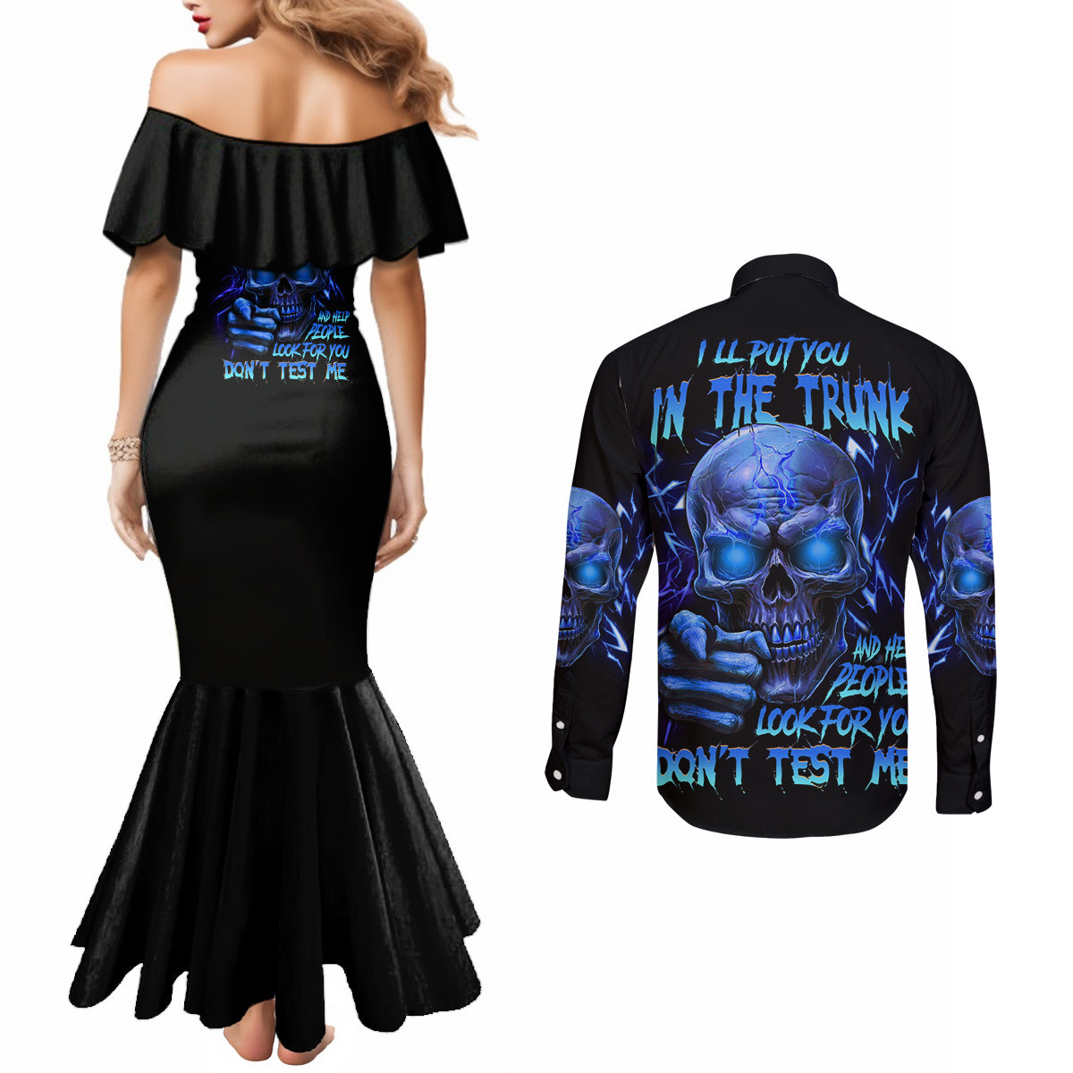 ill-put-you-in-the-trunk-couples-matching-mermaid-dress-and-long-sleeve-button-shirt