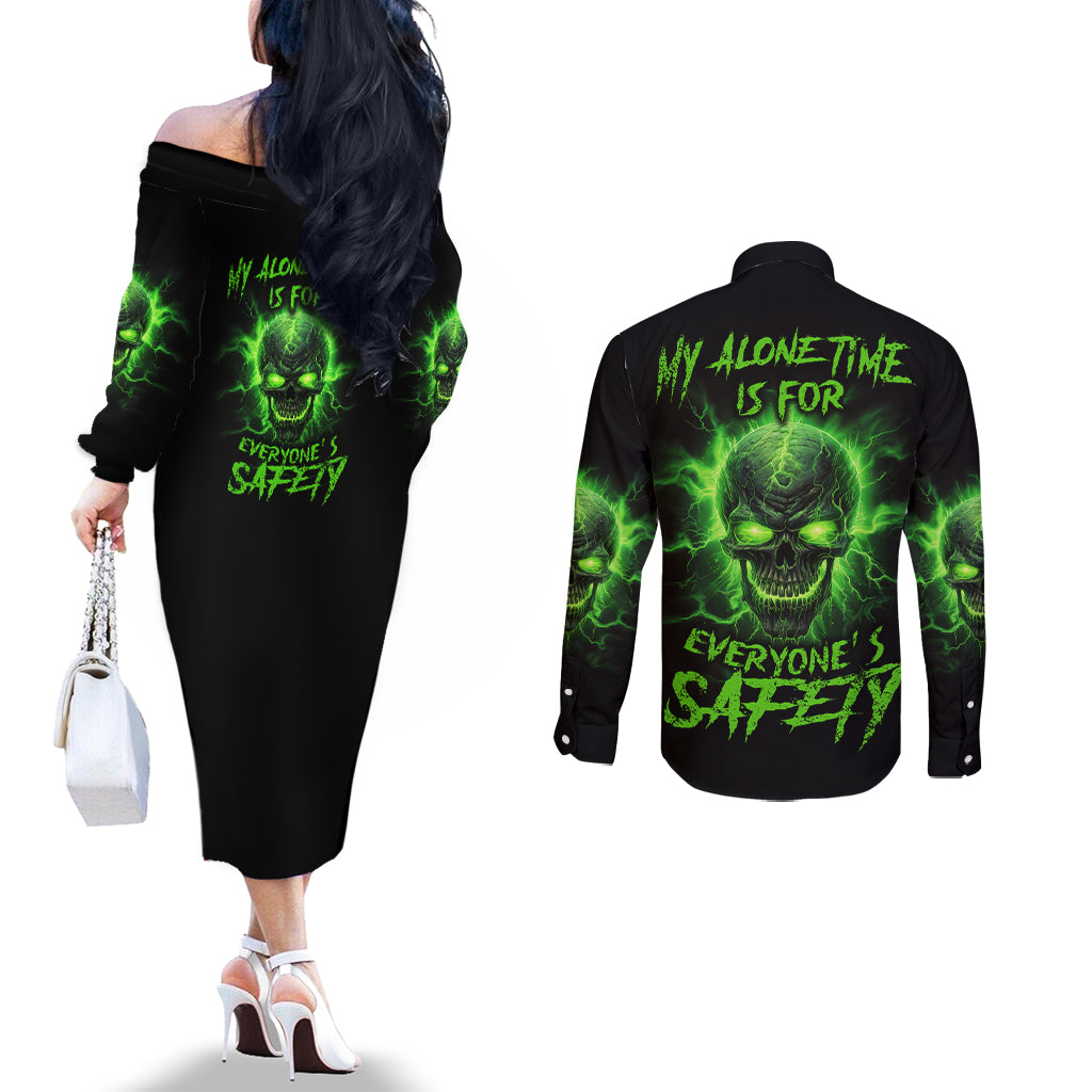 my-alone-time-is-for-everyones-safety-couples-matching-off-the-shoulder-long-sleeve-dress-and-long-sleeve-button-shirt