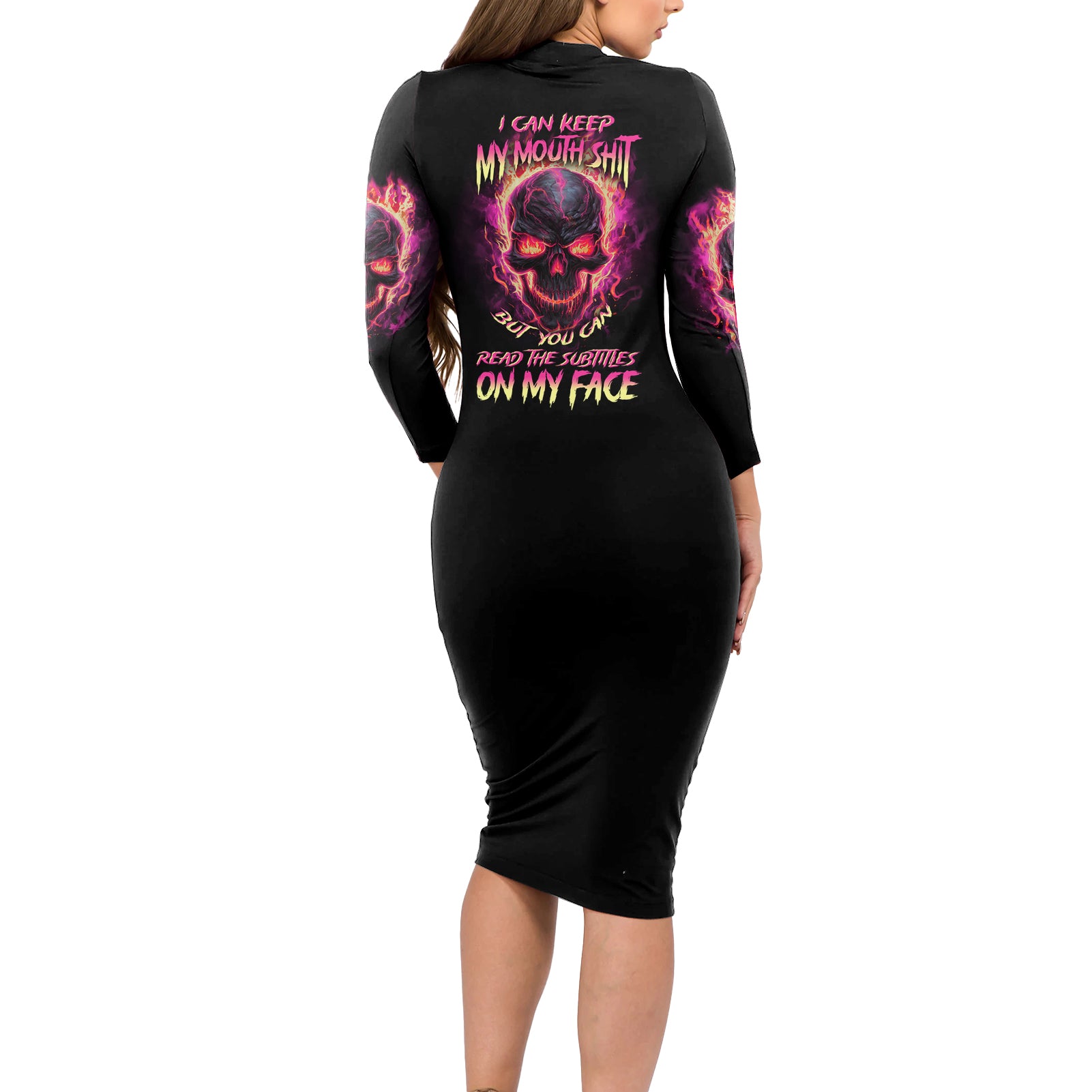 i-can-keep-my-mouth-long-sleeve-bodycon-dress