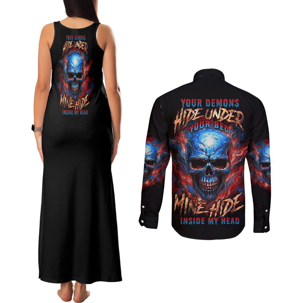 your-demons-hide-under-your-bed-skull-couples-matching-tank-maxi-dress-and-long-sleeve-button-shirt