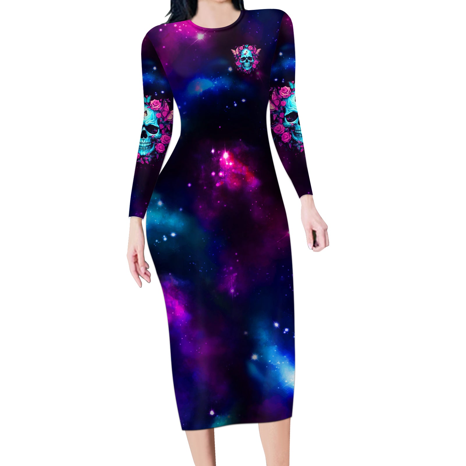 karma-fairy-skull-galaxy-long-sleeve-bodycon-dress