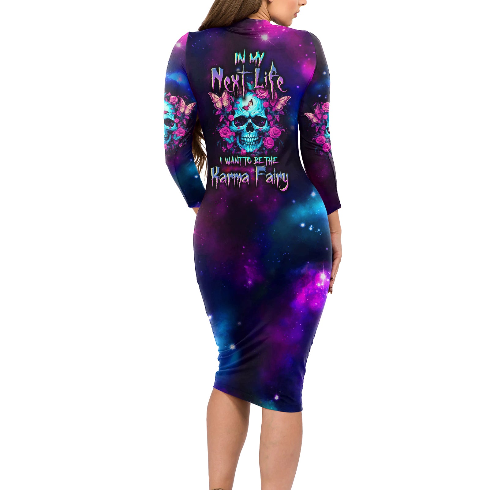 karma-fairy-skull-galaxy-long-sleeve-bodycon-dress