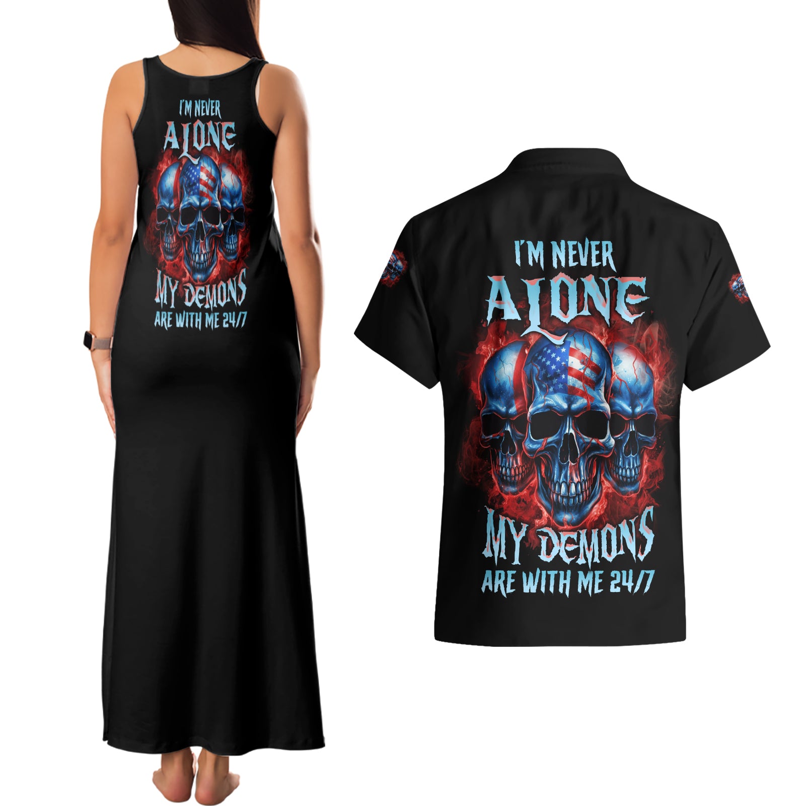 im-never-alone-my-demons-are-with-me-247-couples-matching-tank-maxi-dress-and-hawaiian-shirt