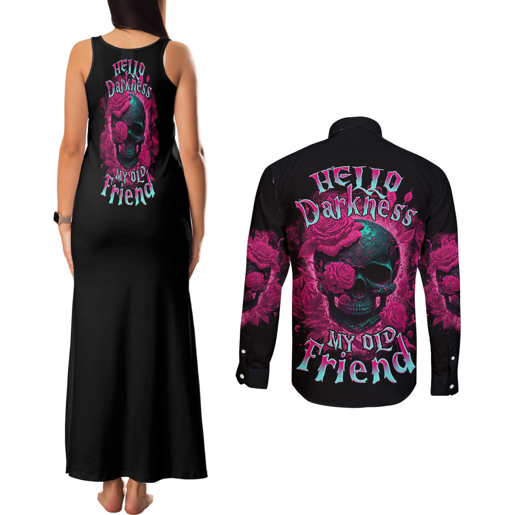 hello-darkness-my-old-friend-couples-matching-tank-maxi-dress-and-long-sleeve-button-shirt