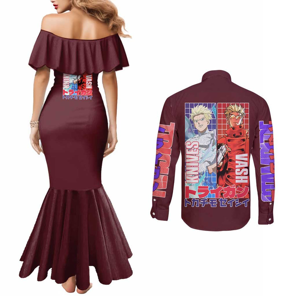 Trigun Stampede Couples Matching Mermaid Dress and Long Sleeve Button Shirt Japan Anime Style