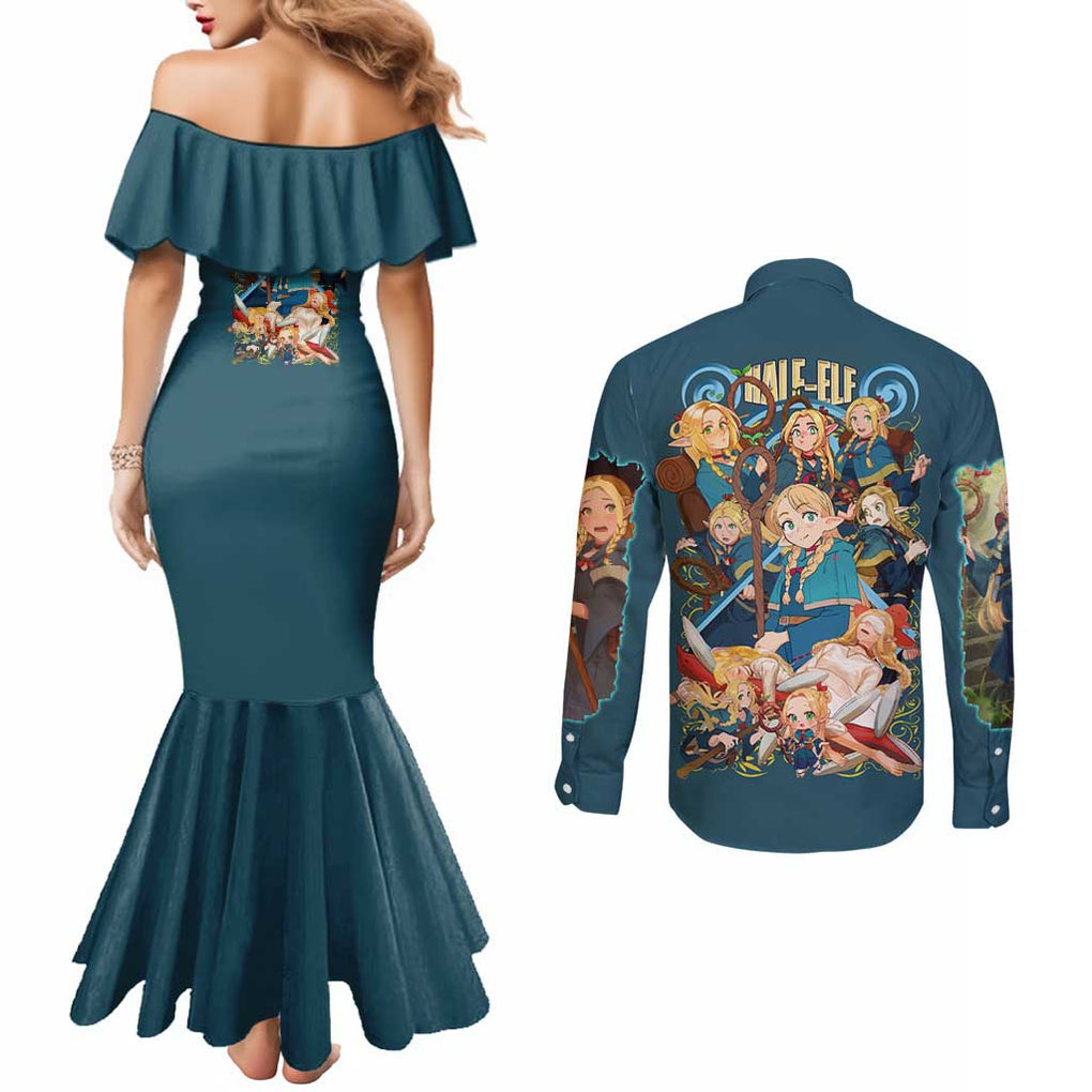 Marcille Donato Delicious in Dungeon Couples Matching Mermaid Dress and Long Sleeve Button Shirt Japan Anime Style