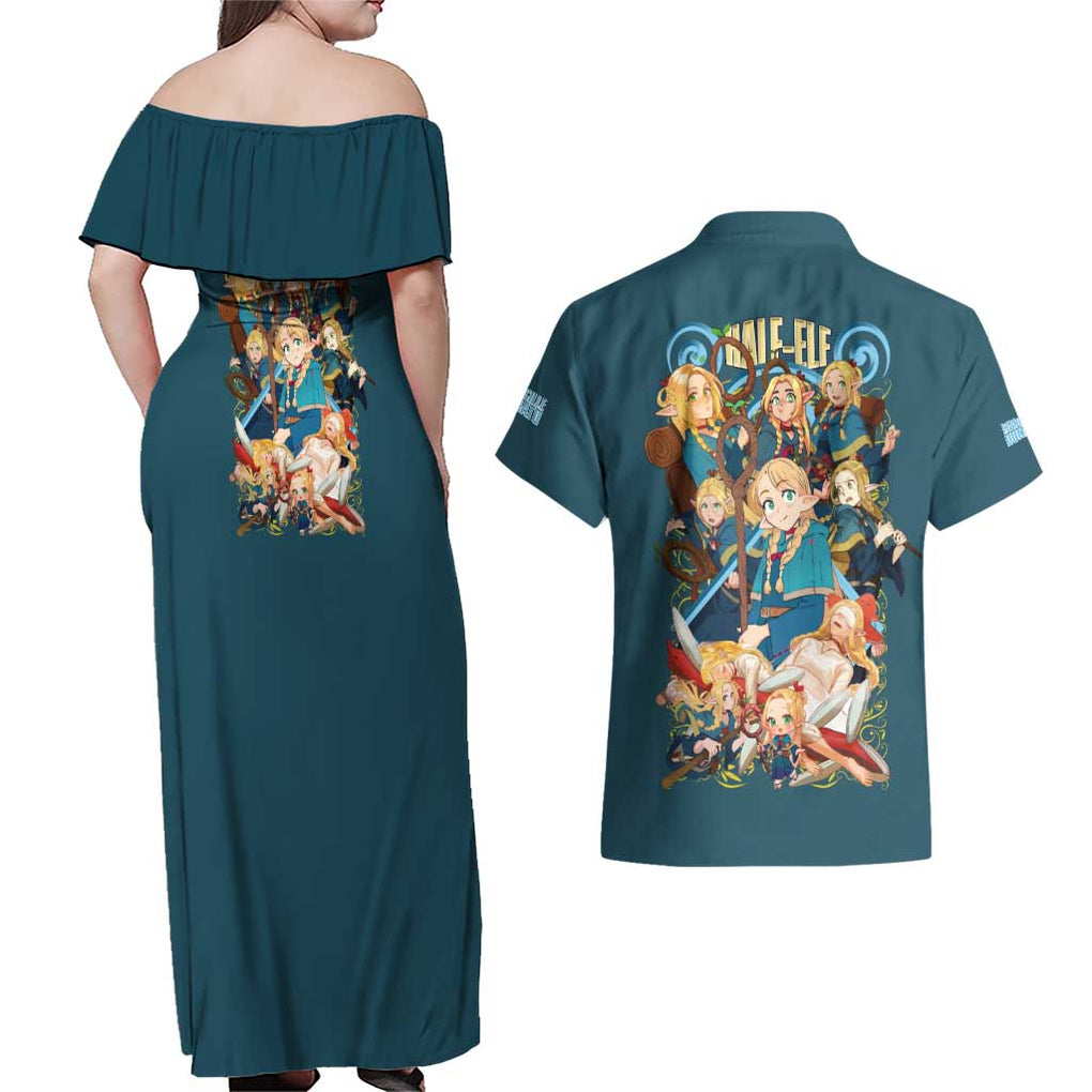 Marcille Donato Delicious in Dungeon Couples Matching Off Shoulder Maxi Dress and Hawaiian Shirt Japan Anime Style