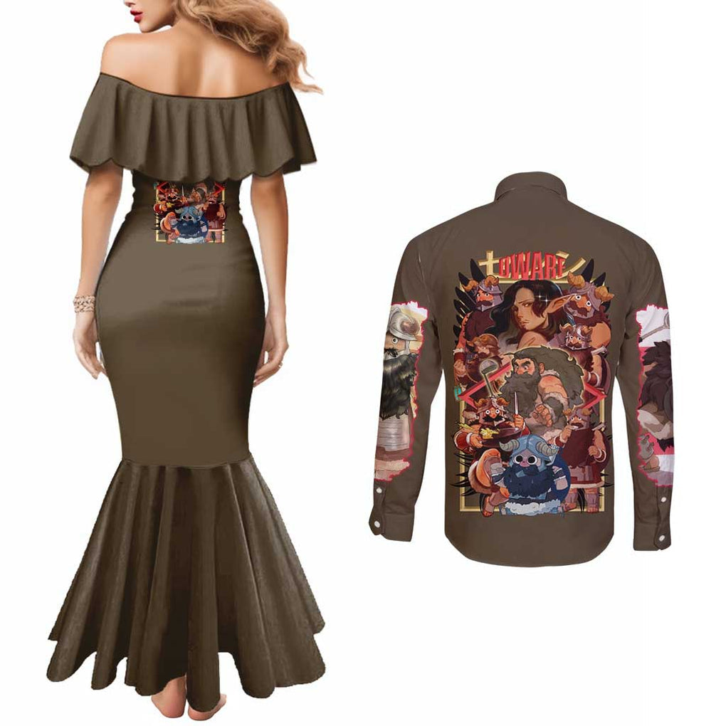 Senshi Delicious in Dungeon Couples Matching Mermaid Dress and Long Sleeve Button Shirt Japan Anime Style