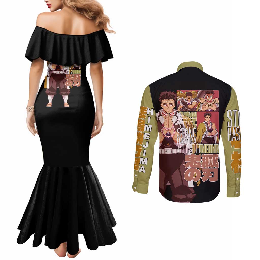 Gyomei Himejima V2 Demon Slayer S Couples Matching Mermaid Dress and Long Sleeve Button Shirt Japan Anime Style - The Mazicc