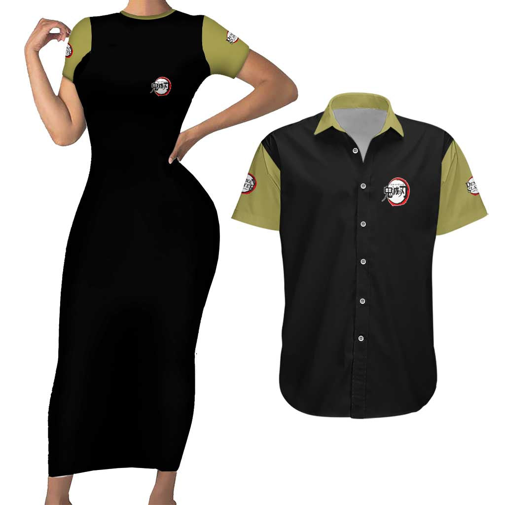 Gyomei Himejima V2 Demon Slayer S Couples Matching Short Sleeve Bodycon Dress and Hawaiian Shirt Japan Anime Style - The Mazicc