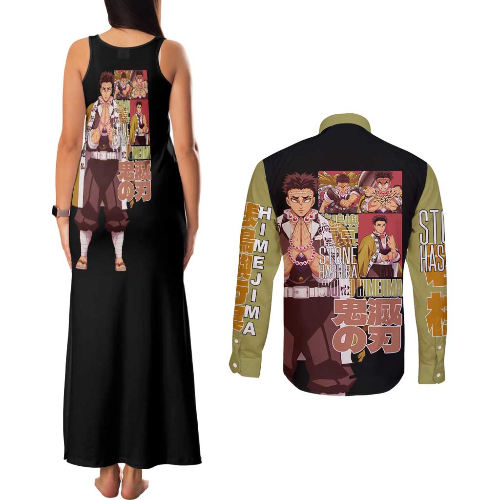 Gyomei Himejima V2 Demon Slayer S Couples Matching Tank Maxi Dress and Long Sleeve Button Shirt Japan Anime Style - The Mazicc