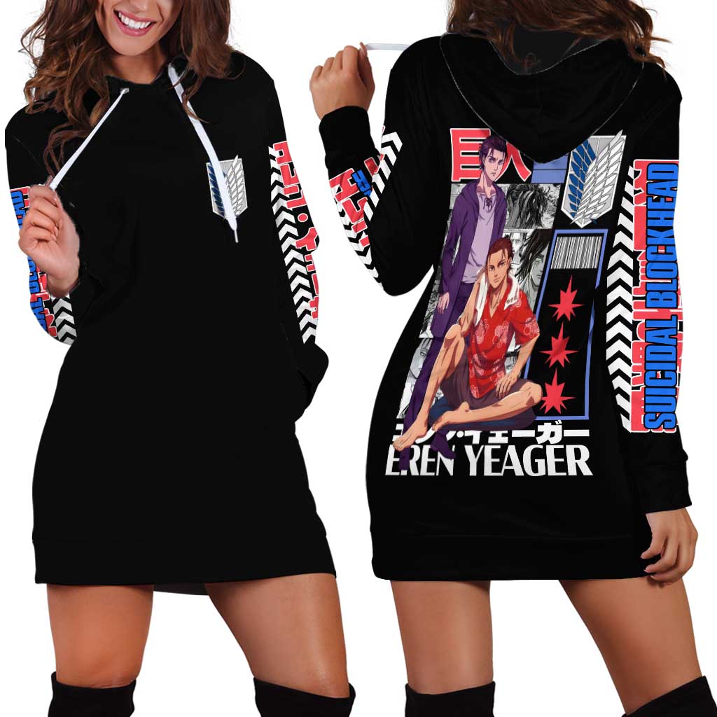 Eren Yeager V2 Attack on Titan Hoodie Dress Japan Anime Style - The Mazicc