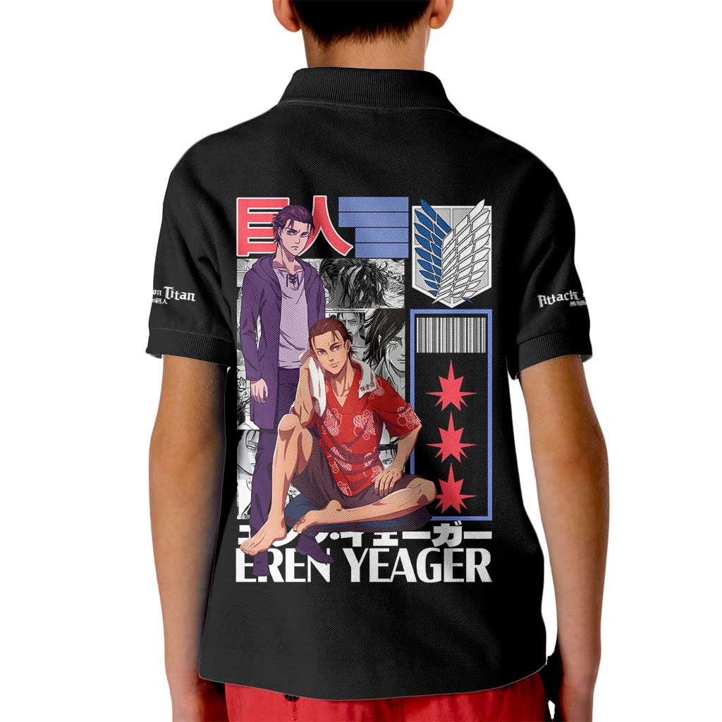 Eren Yeager V2 Attack on Titan Kid Polo Shirt Japan Anime Style - The Mazicc