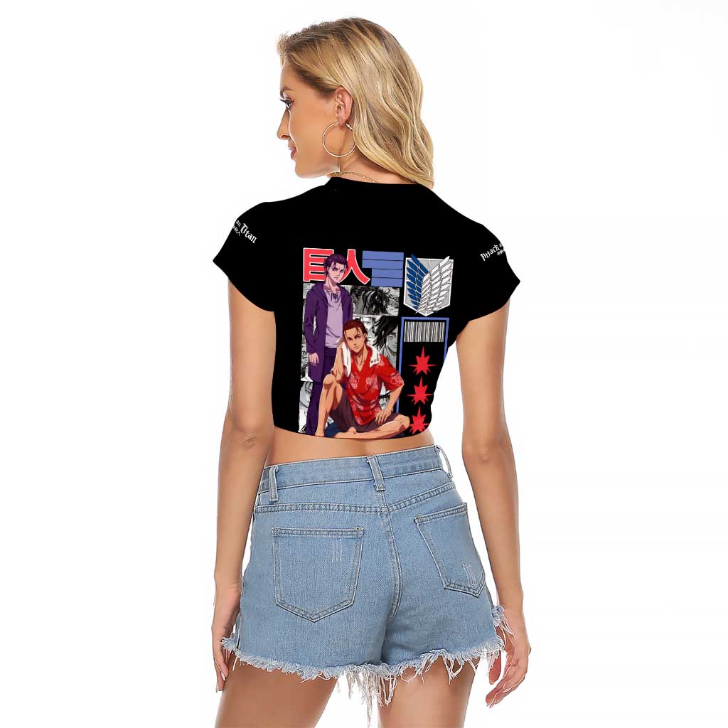 Eren Yeager V2 Attack on Titan Raglan Cropped T Shirt Japan Anime Style - The Mazicc